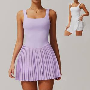 Benutzer definiertes Logo Tennis Sport BH Rock Frauen Fitness Tennis Röcke Mit Shorts Strumpfhose Tennis Plissee Kleid - Product Image 1