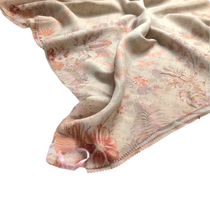 Keiko-Bufanda hijab modal de manga corta hecha a mano para uso diario, suave algodón, color crema, servicio OEM, venta al por mayor, impresión digital para adultos - Product Image 1