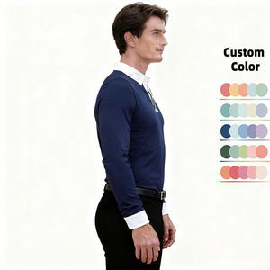 Camisas de Equitación para Hombre, Manga Larga, Cierre de Botones Frontales, Cuello Polo, Ropa para Entrenamiento al Aire Libre - Product Image 3