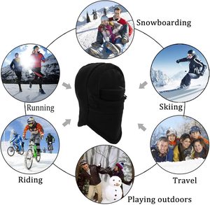 Chapeau à capuche confortable pour hommes et femmes, masque de ski, coupe-vent, casquette de cyclisme d'hiver, cagoule en polaire thermique, cache-cou - Product Image 6