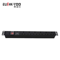 Prix d'usine 19 "1U British Type 6 Prises Serveur Rack avec parasurtenseur et interrupteur marche/arrêt Prise d'extension d'alimentation (PDU)