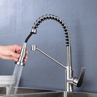 Robinet extractible à ressort en céramique en acier inoxydable 304, style américain, chaud/froid, rotatif, le plus vendu pour le commerce extérieur