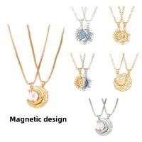 Maansteen Zon Maan Magnetische Paar Kettingen Passende Clavicula Ketting Valentijnssieraden Cadeau voor Koppels