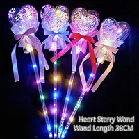 Baguette Magique Lumineuse en Plastique Ciel Étoilé à Piles, Bâton Lumineux Clignotant Bobo Ball, Mini Cadeau Activités Adultes Forme Cœur
