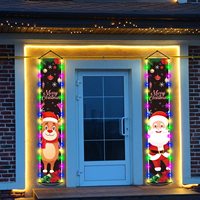 Bannière lumineuse LED traditionnelle pour porche de Noël, couplet de Noël, rouge et or, avec messages de bénédiction, décoration festive pour la maison