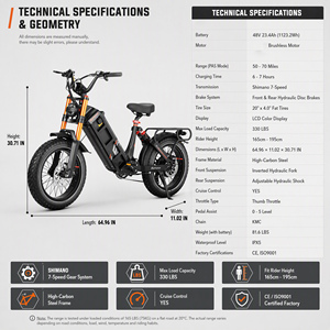 Eahora Juliet pro 60V 70Ah Lithium Battery Electric Mountain Bike Pedelec 20 Inch Rear Hub Motor Steel Frame for Adults - Product Image 4