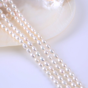 Perles d'eau douce naturelles de haute qualité, 5-6 mm, blanches, en forme de mètre, semi-finies, pour la fabrication de bijoux en collier, vente en gros - Product Image 4