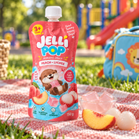 Sachet à bec verseur personnalisé refermable de 150g pour gelée de konjac pêche-litchi, emballage alimentaire avec fermeture éclair pour enfants