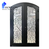 Porte extérieure classique américaine en fer forgé avec serrure antivol et cadre en acier durable pour la maison