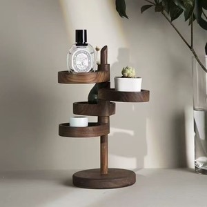Wooden multi-layer <b>rotating</b> storage rack for entryway key storage, new style desktop cute ornament organizer - Product Image 1