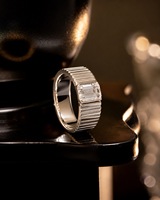 Bague de mariage et de fiançailles unisexe en or blanc 14k 18k avec diamant de laboratoire de 1 carat taille émeraude certifié IGI, qualité DEF VS, ICEWALD