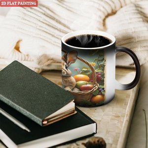 Thick Handle Durable 11oz Frosted Black <b>Ceramic</b> Heat Changing Mug Drinking <b>Cup</b> - Product Image 3