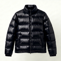 Veste matelassée en coton noir pour homme, col montant, fermeture éclair, imperméable, respirante, coupe-vent, streetwear, vêtements d'extérieur décontractés pour l'hiver