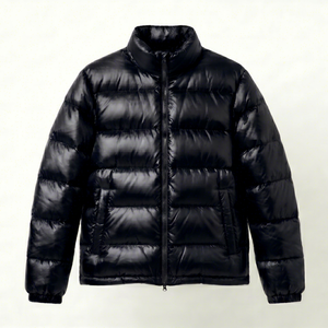 Chaqueta Acolchada de Algodón Negra para Hombre, Cuello Alto, Cierre de Cremallera, Impermeable, Transpirable, Cortavientos, Ropa de Calle Informal, Ropa de Invierno - Product Image 1