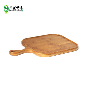 Bamboo and wood pizza <b>tray</b> with handle, Western restaurant bamboo pizza board, dessert and bread <b>storage</b> <b>tray</b> wholesale. - Product Image 4