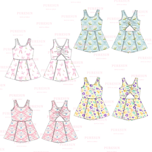 Set di <span class=keywords><strong>abbigliamento</strong></span> sportivo per bambine con stampa personalizzata Set di <span class=keywords><strong>abbigliamento</strong></span> sportivo per bambine e ragazze con fiocco rosa alla moda per bambini Set di pantaloni a zampa - Product Image 5