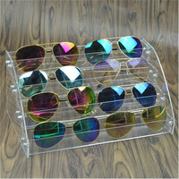 Boîte de rangement pour lunettes de soleil classiques en PMMA lavable OEM, 12 compartiments, étui de présentation durable pour lunettes, support de table pour lunettes
