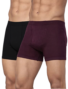 Caleçons boxeurs mi-taille 100 % coton pour hommes, couleur unie, respirants, taille élastique, style décontracté, longueur courte, sous-vêtements tricotés - Product Image 1