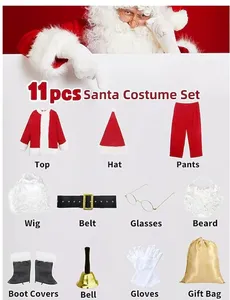 Costume de Père Noël Haut de Gamme en Velours de Soie Doré pour <span class=keywords><strong>Enfants</strong></span> et Parents, Tenue de Cosplay Festive de Noël, Vente en Gros Usine - Product Image 4