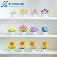 Fini Tricoté À La Main Plantes En Pot Arrangements À La Maison Tricoté Simulé Fleurs Laine Crochet Bouquet Cadeau