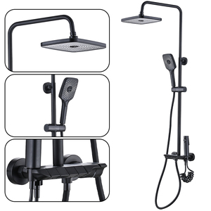 Juego de ducha de lluvia negro mate de estilo moderno al por mayor con teclas de piano y kit de ducha con rociador para inodoro - Product Image 5