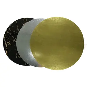 طبق كيك دائري من لوح عالي الكثافة بمقاس 3 ملليمترات باللون الذهبي والفضي حامل كيك وحصيرة ورقية للحلوى طبق كيك بعرض 3 ملليمترات