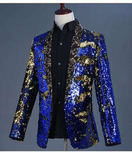 Jas Blazer Kerah Selendang Payet Merah untuk Pria, Jas Tuxedo untuk Pesta Pernikahan, Jas Blazer untuk DJ, Klub Malam, <span class=keywords><strong>Prom</strong></span>, Penyanyi Panggung, Kostum Pria - Product Image 3