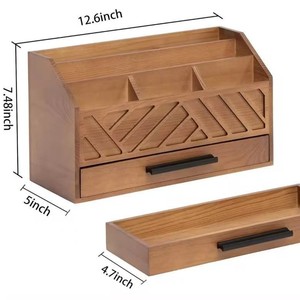Wooden minimalist office desk <b>storage</b> <b>box</b> with <b>drawers</b> for sorting miscellaneous items and stationery. - Product Image 2