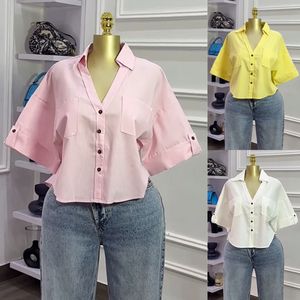 HK73077 camicie estive personalizzate moda abbigliamento femminile temperamento moda bavero <span class=keywords><strong>manica</strong></span> larga semplice camicia Casual - Product Image 2