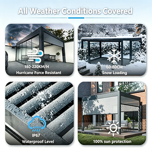 Pergola extérieure motorisée à lames orientables en aluminium, style moderne, gazebo sur mesure, pavillon de patio auto-installable résistant au vent et à la neige - Product Image 4