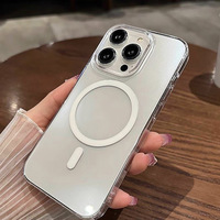 Coque de téléphone magnétique transparente à grandes ouvertures, étui de protection antichoc en PC rigide pour iPhone 15/16/17 Pro Max, compatible dropshipping