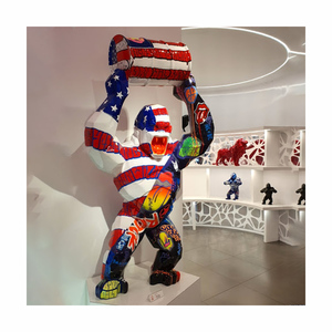 Moderne Décor <span class=keywords><strong>de</strong></span> Jardin En Plein Air Géant Rouge Résine <span class=keywords><strong>Roi</strong></span> Kong Figure Gorille <span class=keywords><strong>Tenue</strong></span> Huile Tambour Statues Sculpture - Product Image 4