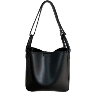 Borsa da donna con Logo personalizzato alla moda borsa da donna in pelle sintetica borsa di lusso personalizzata con stampa personalizzata borsa a tracolla nera