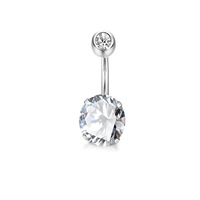 Anneau de nombril en acier inoxydable à quatre griffes serties de zircon, bijoux de piercing pour femme, pour mariage ou cadeau