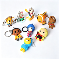 Porte-clés en PVC souple 3D écologiques en gros, motifs animaux mignons, en acier inoxydable, avec logo personnalisé et impression UV pour cadeaux promotionnels