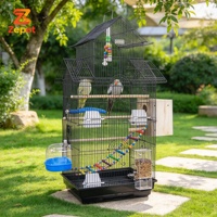 Grande volière pour oiseaux avec structure de toit, perchoirs multi-niveaux, plateau coulissant pour contenir les déchets à l'intérieur