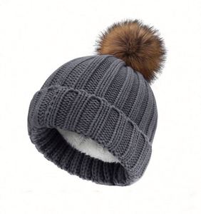 2024 Autumn Winter Children <b>Hat</b> Fashion Hairball Velvet Thickened Warm Women Kids Knitted Beanie Cap <b>Hat</b> - Product Image 5