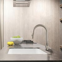 Robinet de cuisine noir extractible eau chaude et froide en acier inoxydable 304, à arc haut, monocommande, anti-éclaboussures et rotatif