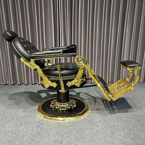 Fauteuil de Barbier Professionnel Vintage pour Salon de Coiffure, Durable, Marron, Blanc, Or, Vert, Gris, avec Bac de Lavage - Product Image 3