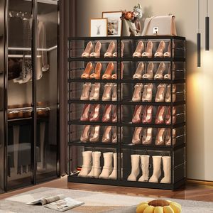 Modern Stackable <b>Clear</b> <b>Shoe</b> Storage <b>Box</b> with Custom Logo PET Plastic Living Room Use - Product Image 3