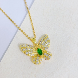 Collier de luxe avec pendentif papillon ajouré coloré entièrement serti de diamants, collier papillon en zircon tendance pour femme, cadeau de bijoux - Product Image 6