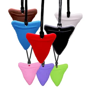 Silicone Shark Tooth Chew Sensory Necklace Bundle for Kids with Teething Bite Toys Necklace for Baby Kid Adults with Autism ADHD