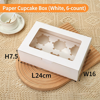 Boîte à gâteau rectangulaire en carton blanc avec fenêtre transparente, qualité alimentaire, personnalisable, pour cupcakes, tartes aux œufs, pâtisseries, emballage à emporter pour boulangerie