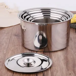 2023 Stainless Steel Cooking Pot Large Stainless Steel Mixing Bowl Stock Pot Multi-functional Commercial Basin Stock Pan