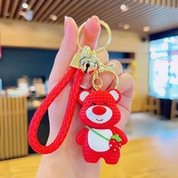Vente en gros de pendentif petit ours tissé mignon sac à dos pendentif poupée pendentif couple sac tentures chaîne cadeau décoratif porte-clés de voiture panda