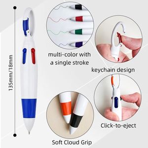 Bolígrafos Personalizados con Mosquetón de Plástico, 4 en 1, Retráctiles, Punta de 1.0 mm, Grabado Láser, Hebilla Multicolor - Product Image 2