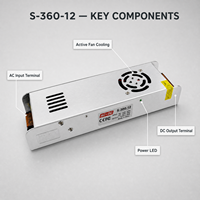 Alimentation à découpage 360W 12V DC 30A AC 110-220V pour éclairage LED, imprimantes 3D, vidéosurveillance et équipements industriels – Direct Usine