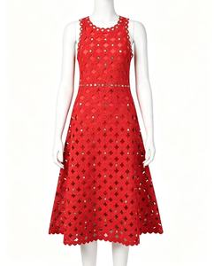 Abito <span class=keywords><strong>da</strong></span> sera lungo senza maniche <span class=keywords><strong>da</strong></span> <span class=keywords><strong>donna</strong></span>, lavorato all'uncinetto con decorazioni in strass, vestibilità slim, rosso, <span class=keywords><strong>per</strong></span> Natale e <span class=keywords><strong>Capodanno</strong></span> - Product Image 6
