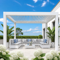 Pergola en aluminium robuste avec toit à lames motorisées, résistante au vent, à la pluie et à la rouille, revêtement poudré, gazebo d'extérieur