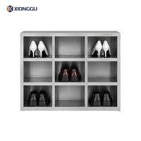 Meuble à chaussures ouvert sur pied en acier inoxydable 201/304 à 9 compartiments, anti-rouille, pour la maison, le bureau ou les employés